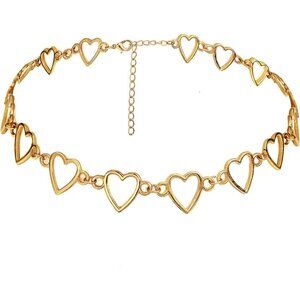 Chic Adjustable Alloy Choker Necklace in Heart-Gold - Perfect for Any Occasion